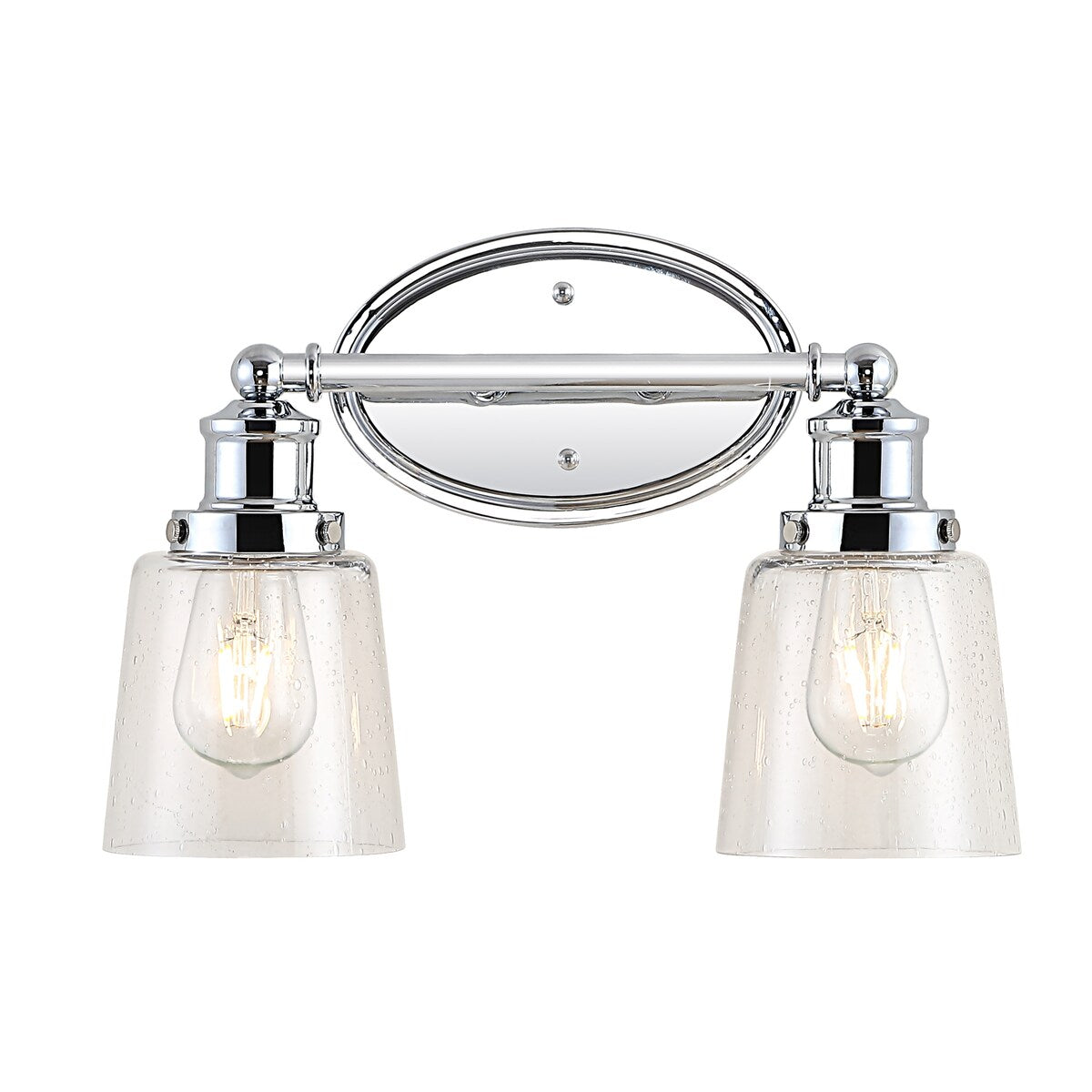Sandrine 3-Light Iron/Seeded Glass Classic Cottage LED Vanity Light, by JONATHAN Y