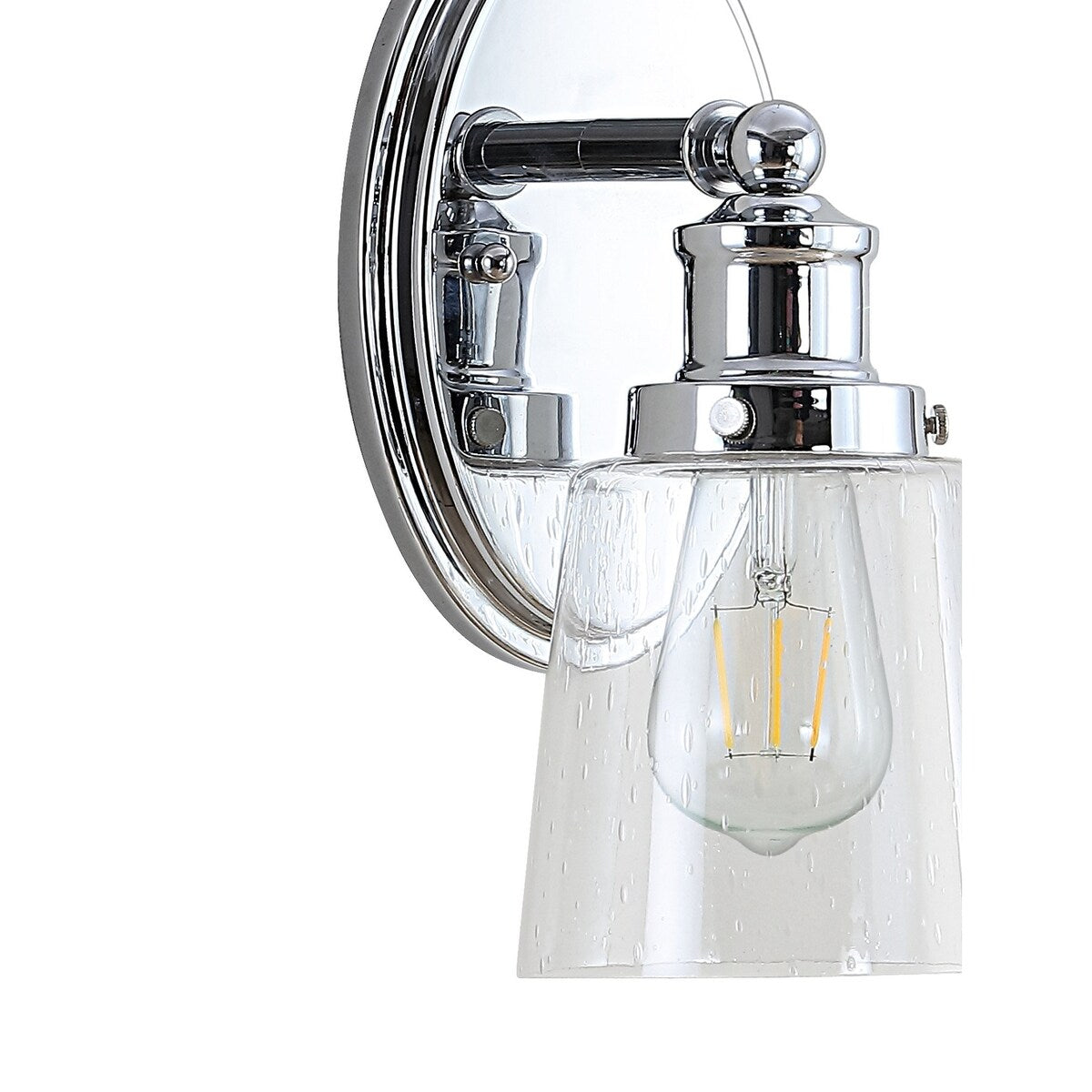 Sandrine 3-Light Iron/Seeded Glass Classic Cottage LED Vanity Light, by JONATHAN Y