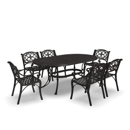 Sanibel Bronze Aluminum 7- Piece Outdoor Dining Set with 72 Oval Dining Table and Six Armchairs by Homestyles