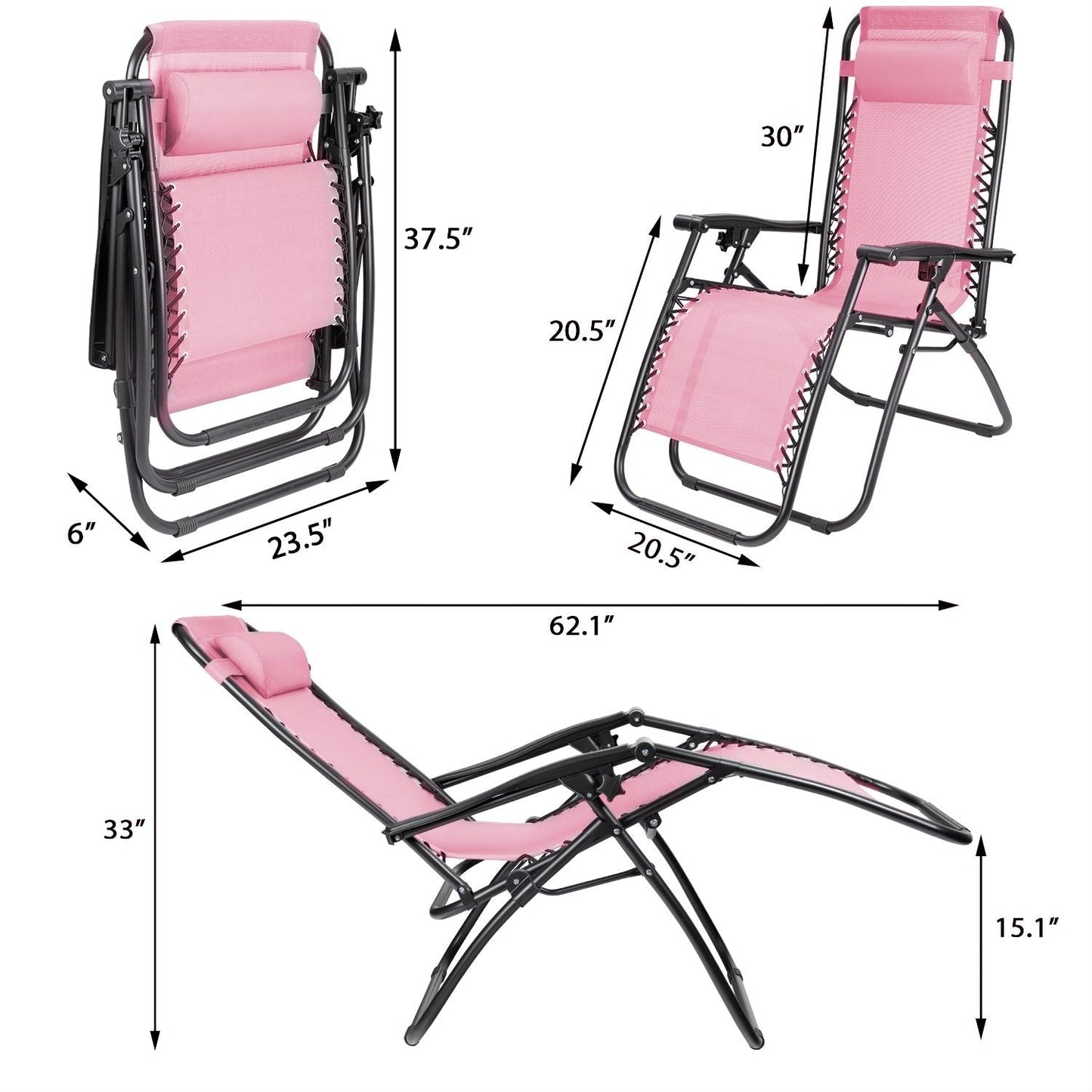 Ensemble de 2 chaises longues de jardin Homall à gravité zéro avec coussins