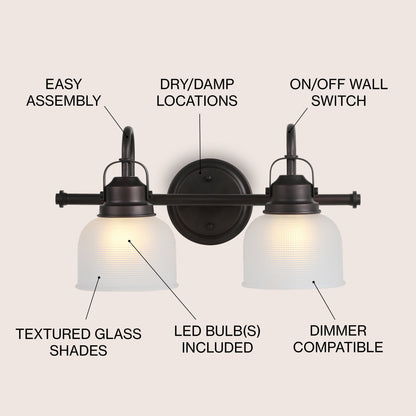 Shirley Metal/Glass LED Vanity Light, by JONATHAN Y