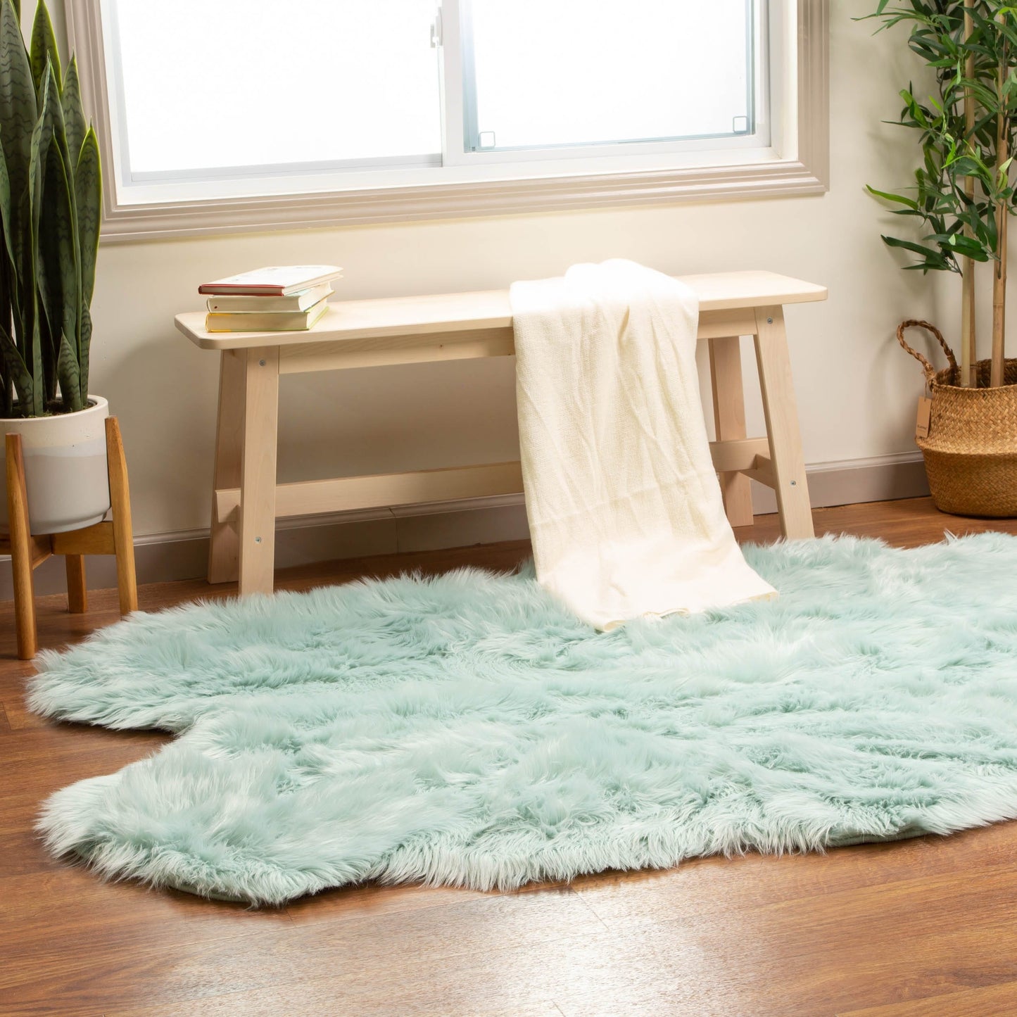 Silver Orchid Parrott Faux Fur Sheepskin Area Rug