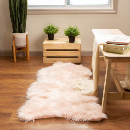 Silver Orchid Parrott Faux Fur Sheepskin Area Rug