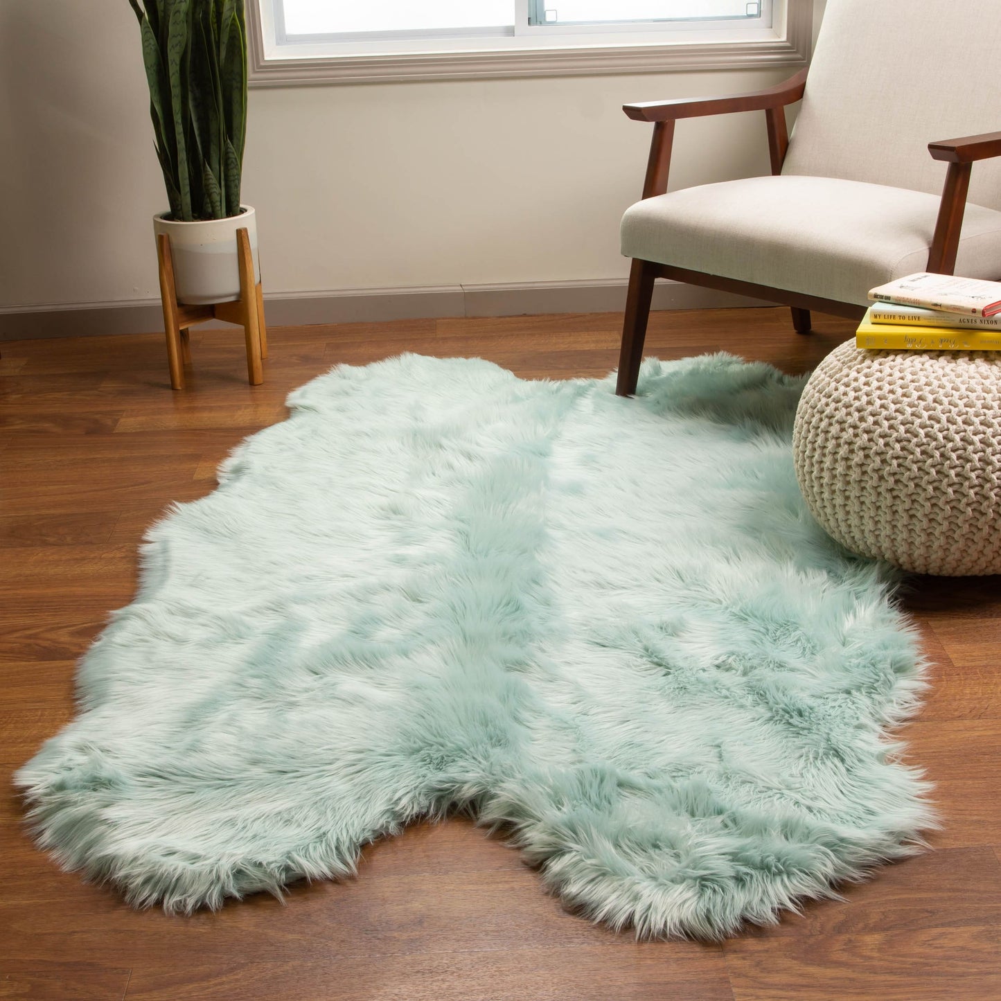 Silver Orchid Parrott Faux Fur Sheepskin Area Rug