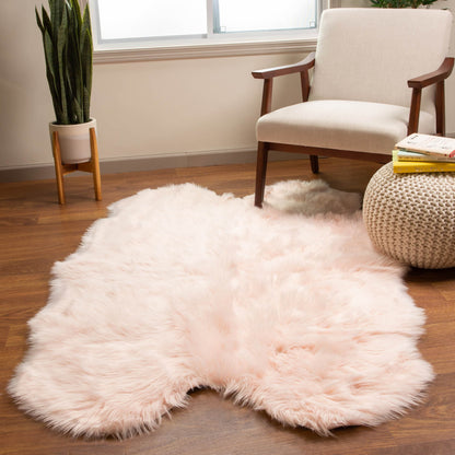 Silver Orchid Parrott Faux Fur Sheepskin Area Rug