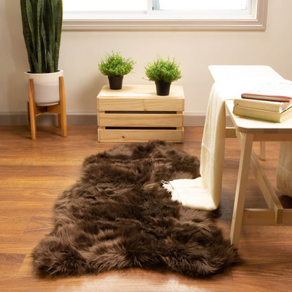 Silver Orchid Parrott Faux Fur Sheepskin Area Rug