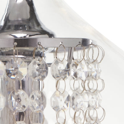 Silver Orchid Wallock Glass and Faceted Crystal Glass Jewels Plug-in and Hardwire Hanging Pendant