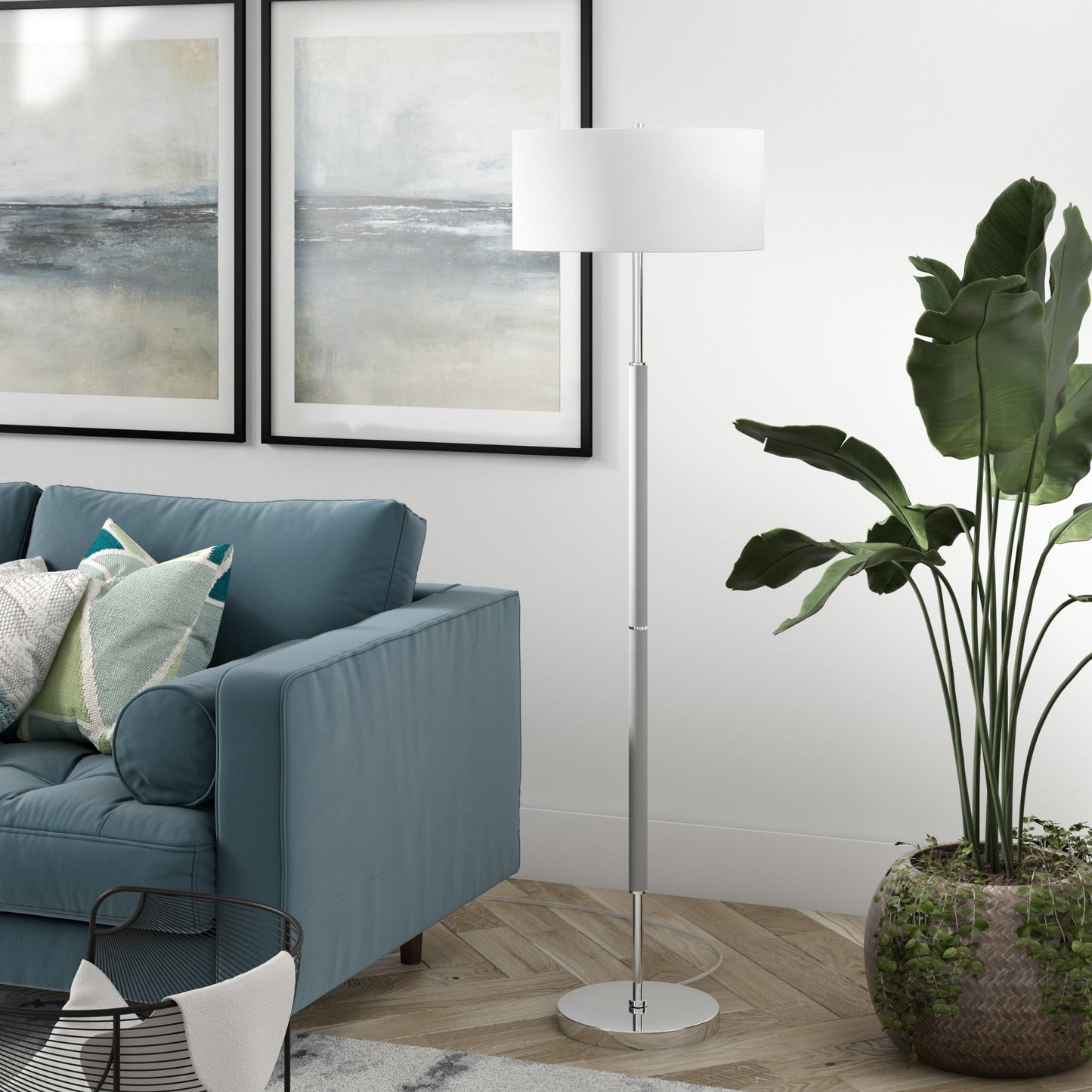 Simone 2-Light Floor Lamp with Fabric Shade