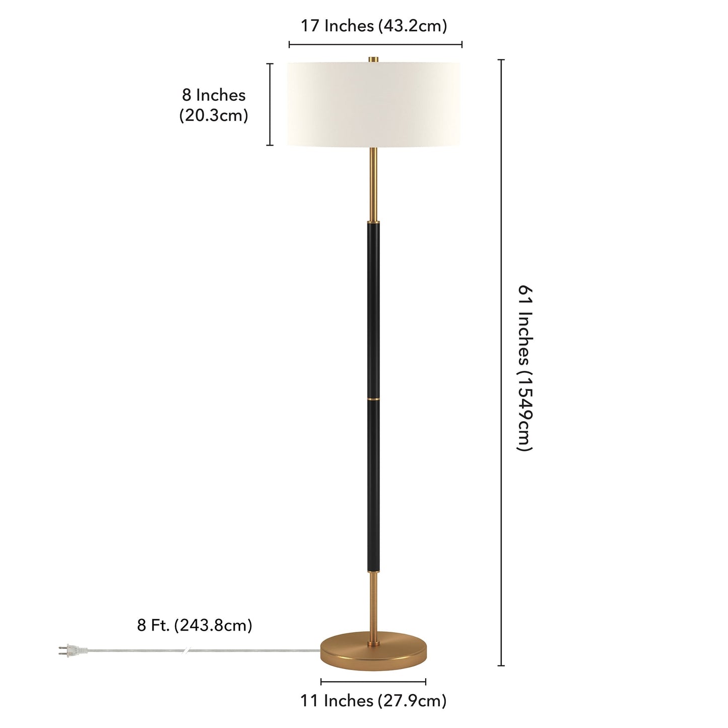 Simone 2-Light Floor Lamp with Fabric Shade