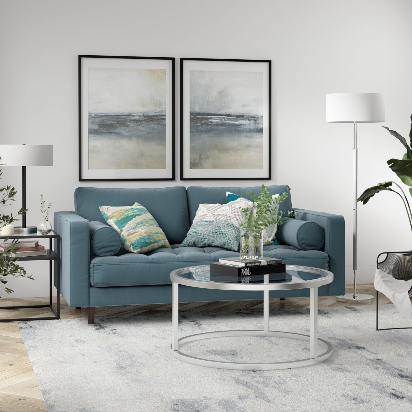 Simone 2-Light Floor Lamp with Fabric Shade