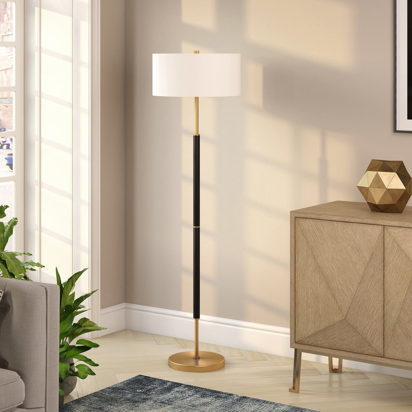 Simone 2-Light Floor Lamp with Fabric Shade