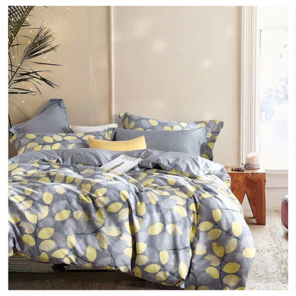 Porch & Den Woodgrove Grey/ Yellow Leaf Pattern Cotton Comforter Set