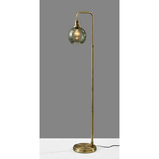 Smoked Glass Floor Lamp - Brass