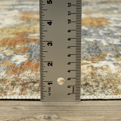 Vista Home Marissa Washable Contemporary Abstract Orange/ Blue Indoor Area Rug