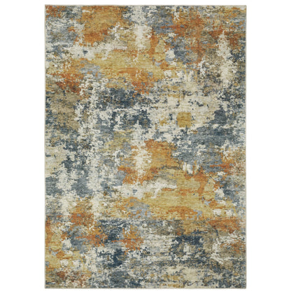Vista Home Marissa Washable Contemporary Abstract Orange/ Blue Indoor Area Rug