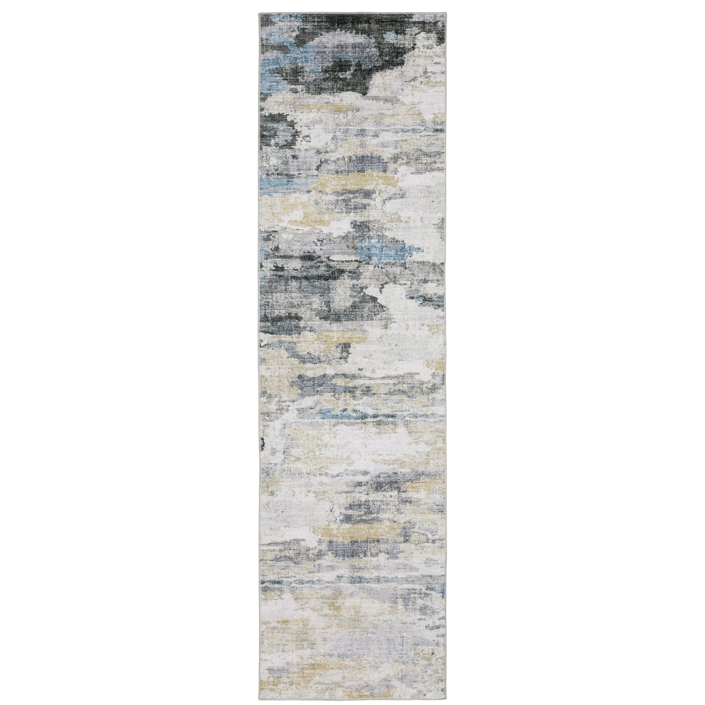 Vista Home Marissa Washable Abstract Grey/ Blue Indoor Area Rug