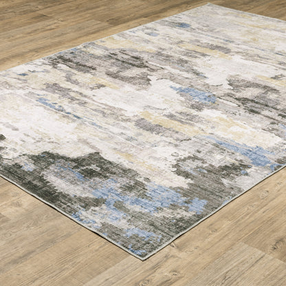 Vista Home Marissa Washable Abstract Grey/ Blue Indoor Area Rug