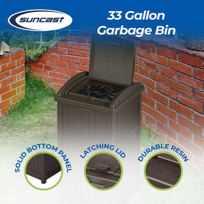 Suncast 30 Gallon Hideaway Trash Waste Bins for Outdoor, Cyberspace