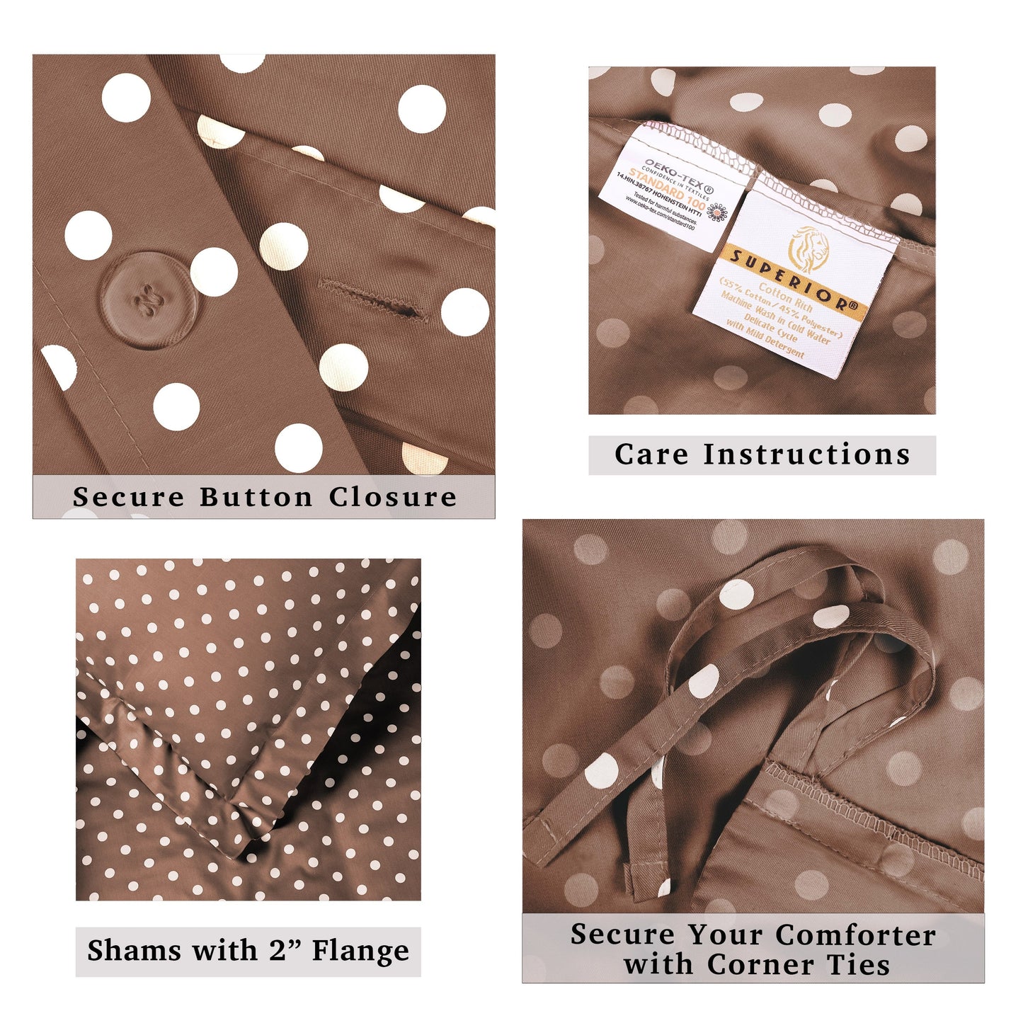 Superior Thread Count 600TC Polka Dot Cotton Blend Duvet Cover Set