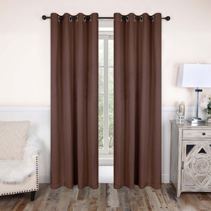 Superior Modern Solid Washable Room Darkening Blackout Curtains, Set of 2 Panels