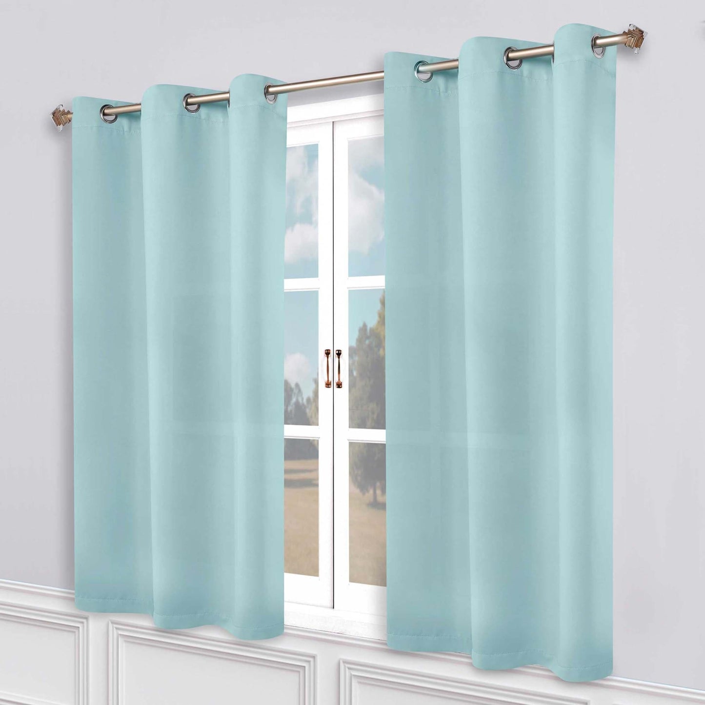 Superior Modern Solid Washable Room Darkening Blackout Curtains, Set of 2 Panels