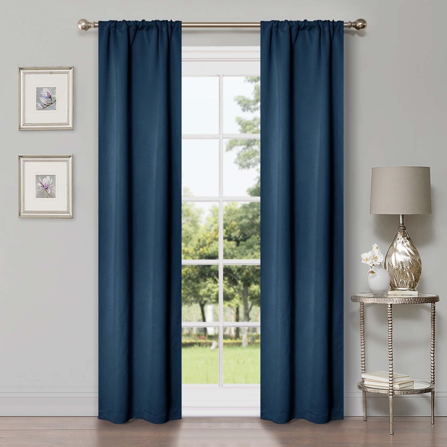 Superior Modern Solid Washable Room Darkening Blackout Curtains, Set of 2 Panels