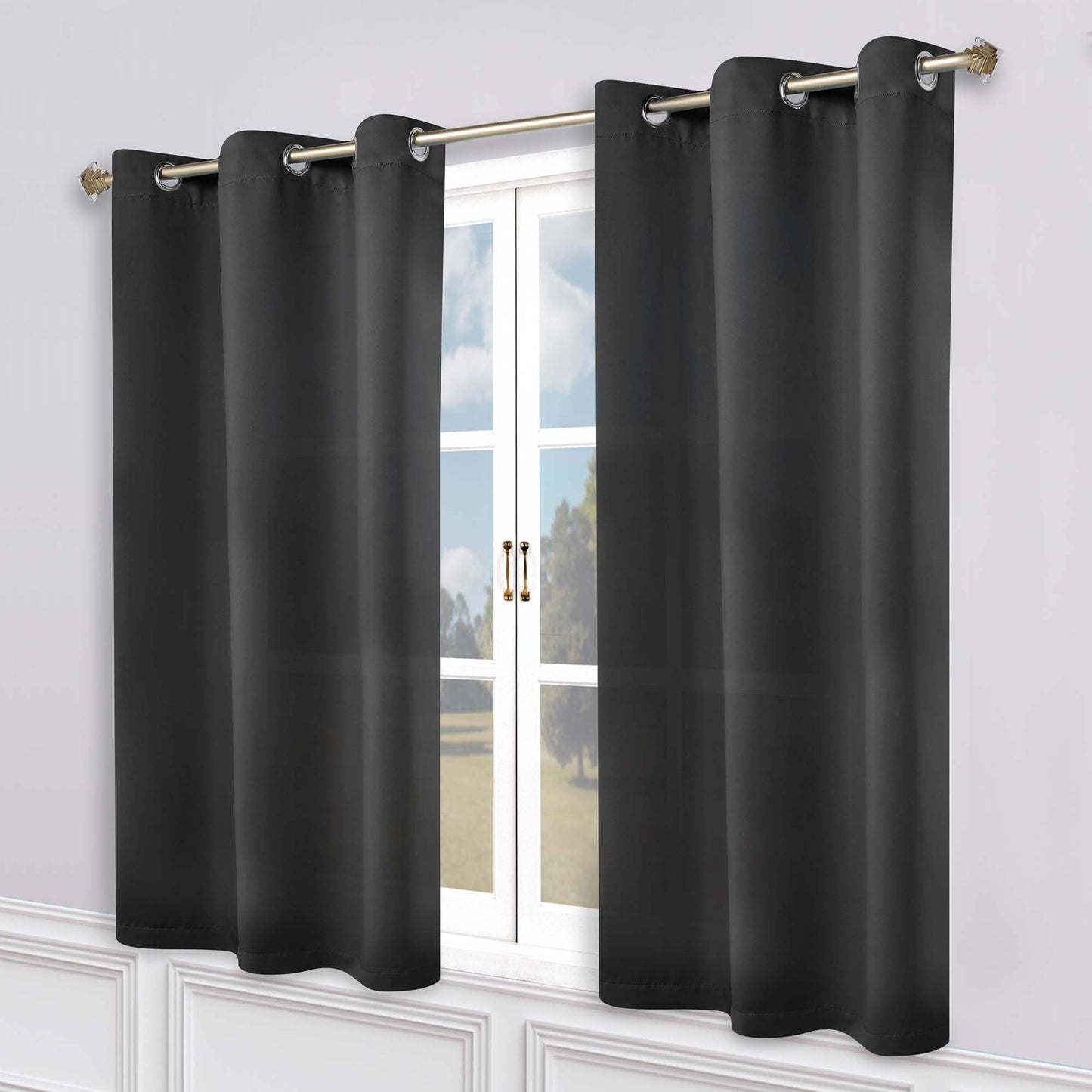 Superior Modern Solid Washable Room Darkening Blackout Curtains, Set of 2 Panels