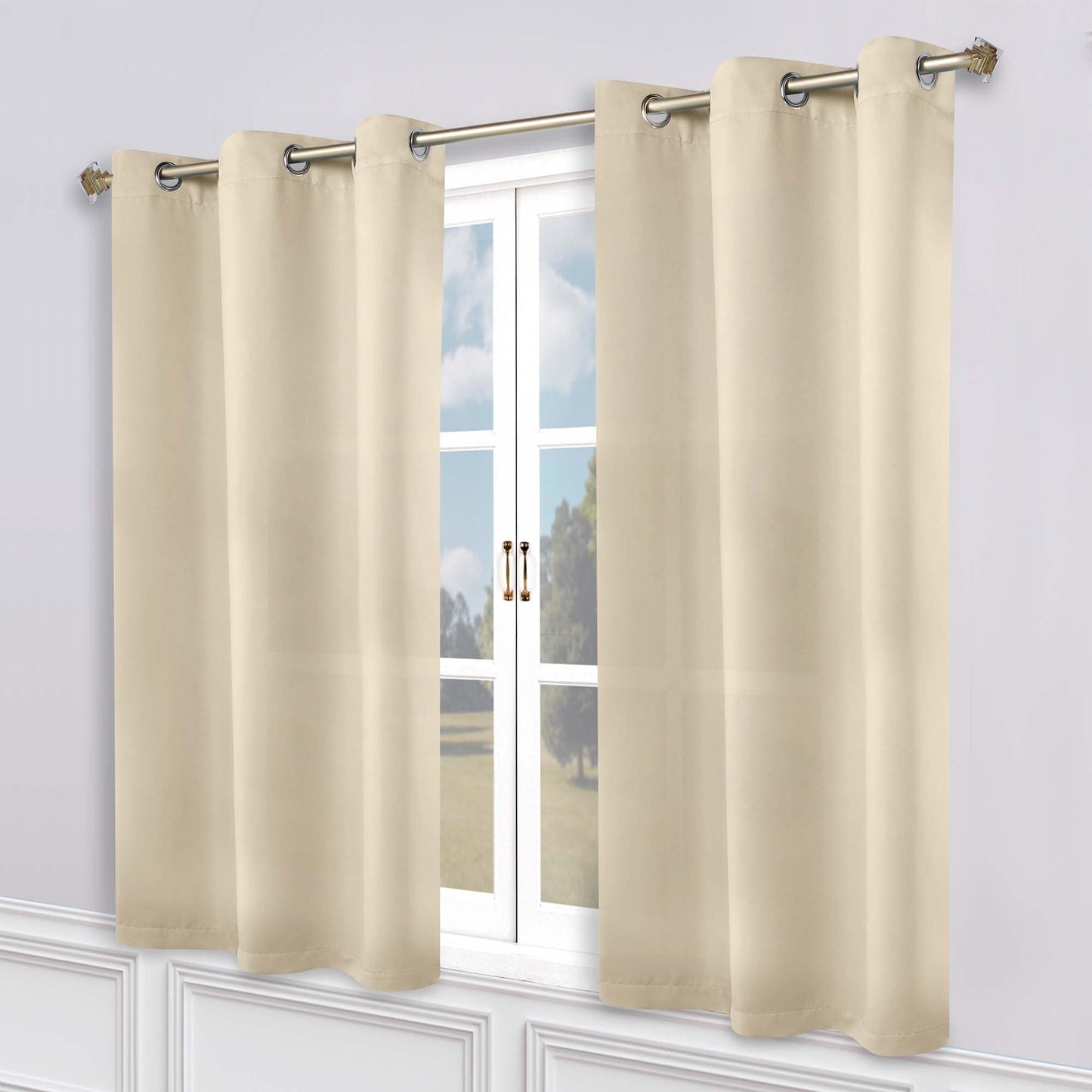 Superior Modern Solid Washable Room Darkening Blackout Curtains, Set of 2 Panels