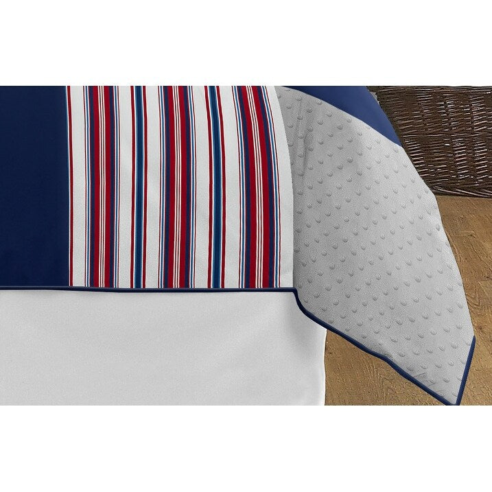 Ensemble de couette 3 pièces pour garçon, collection sport, motif baseball rouge, blanc et bleu, taille double/queen