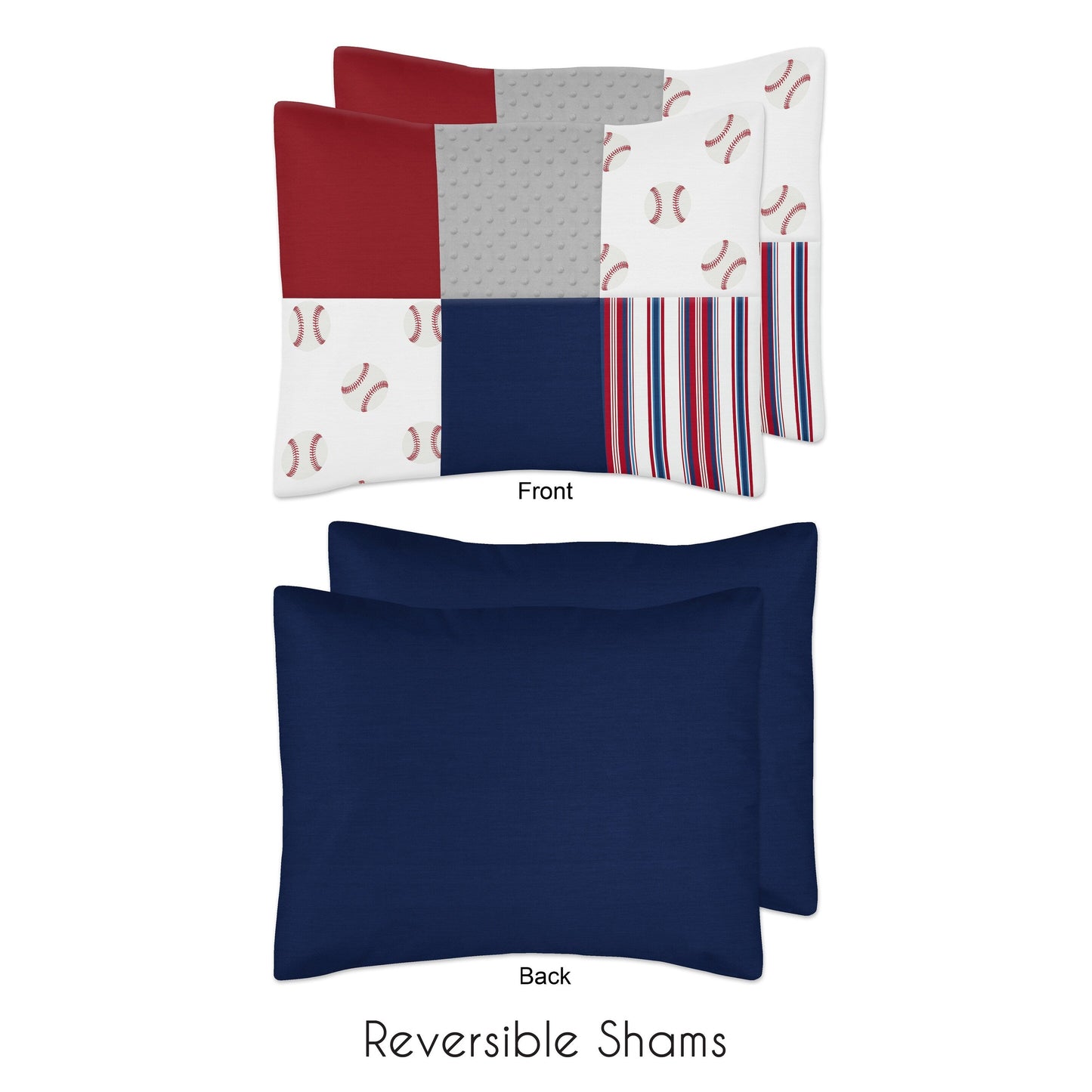 Ensemble de couette 3 pièces pour garçon, collection sport, motif baseball rouge, blanc et bleu, taille double/queen