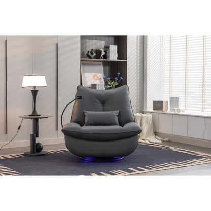 Swivel Glider Power Recliner with Bluetooth Speakers, Phone Holder, USB and Type-C Charging Ports, Hidden Arm Storage