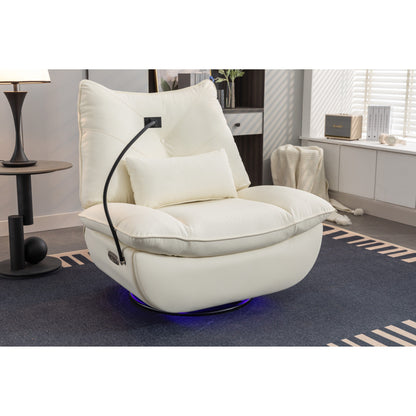 Swivel Glider Power Recliner with Bluetooth Speakers, Phone Holder, USB and Type-C Charging Ports, Hidden Arm Storage