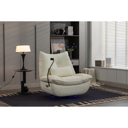 Swivel Glider Power Recliner with Bluetooth Speakers, Phone Holder, USB and Type-C Charging Ports, Hidden Arm Storage