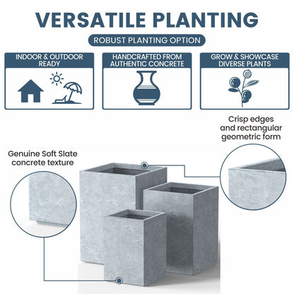 Tall Concrete Rectangle Plant Boxes / Large Indoor and Outdoor Flower Planters