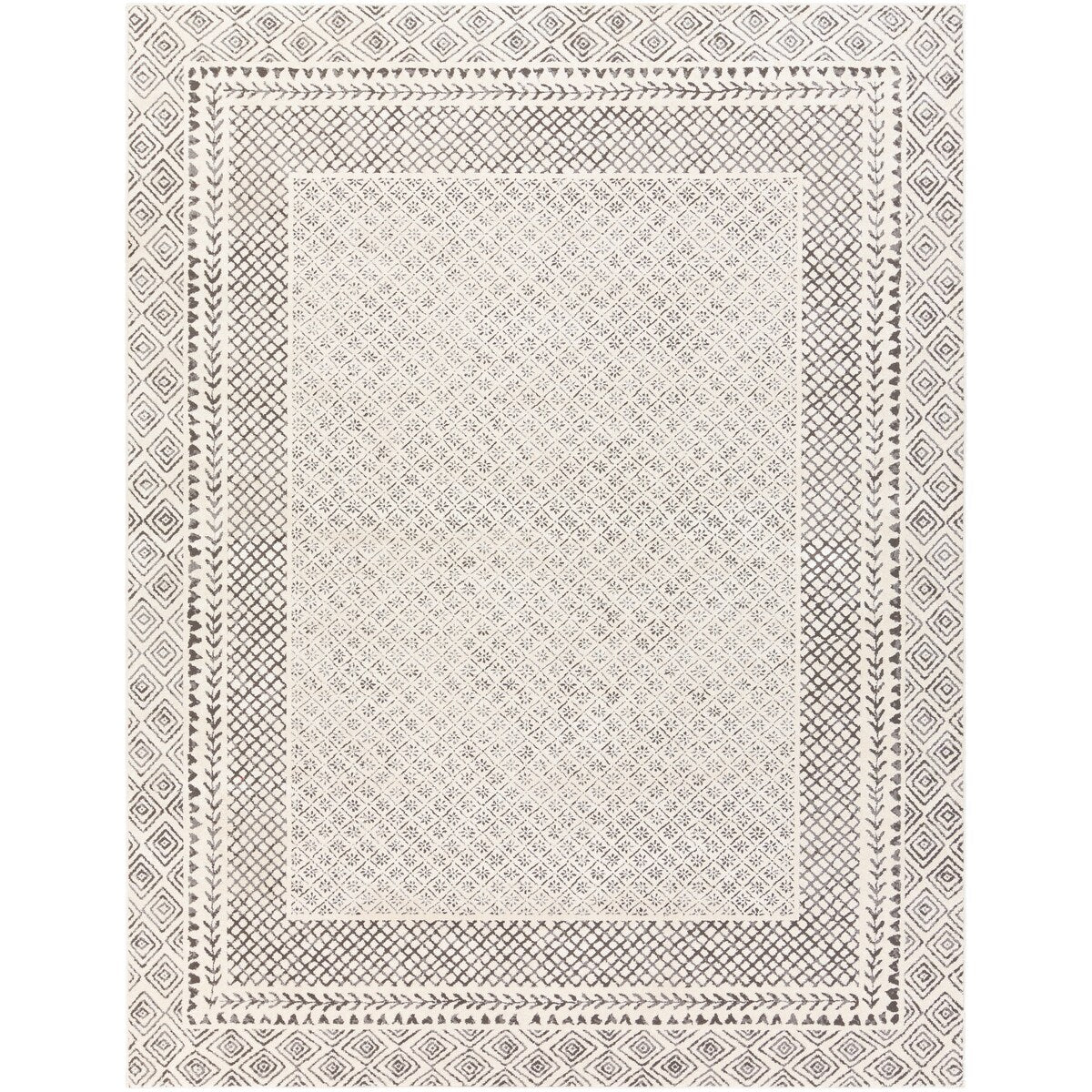 Tapis Livabliss Tiffany gris à bordure bohème