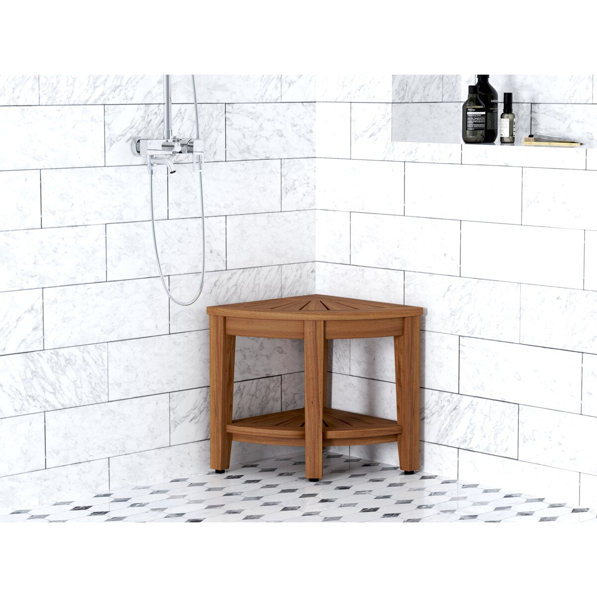 The Original Kai Corner Teak Shower Bench
