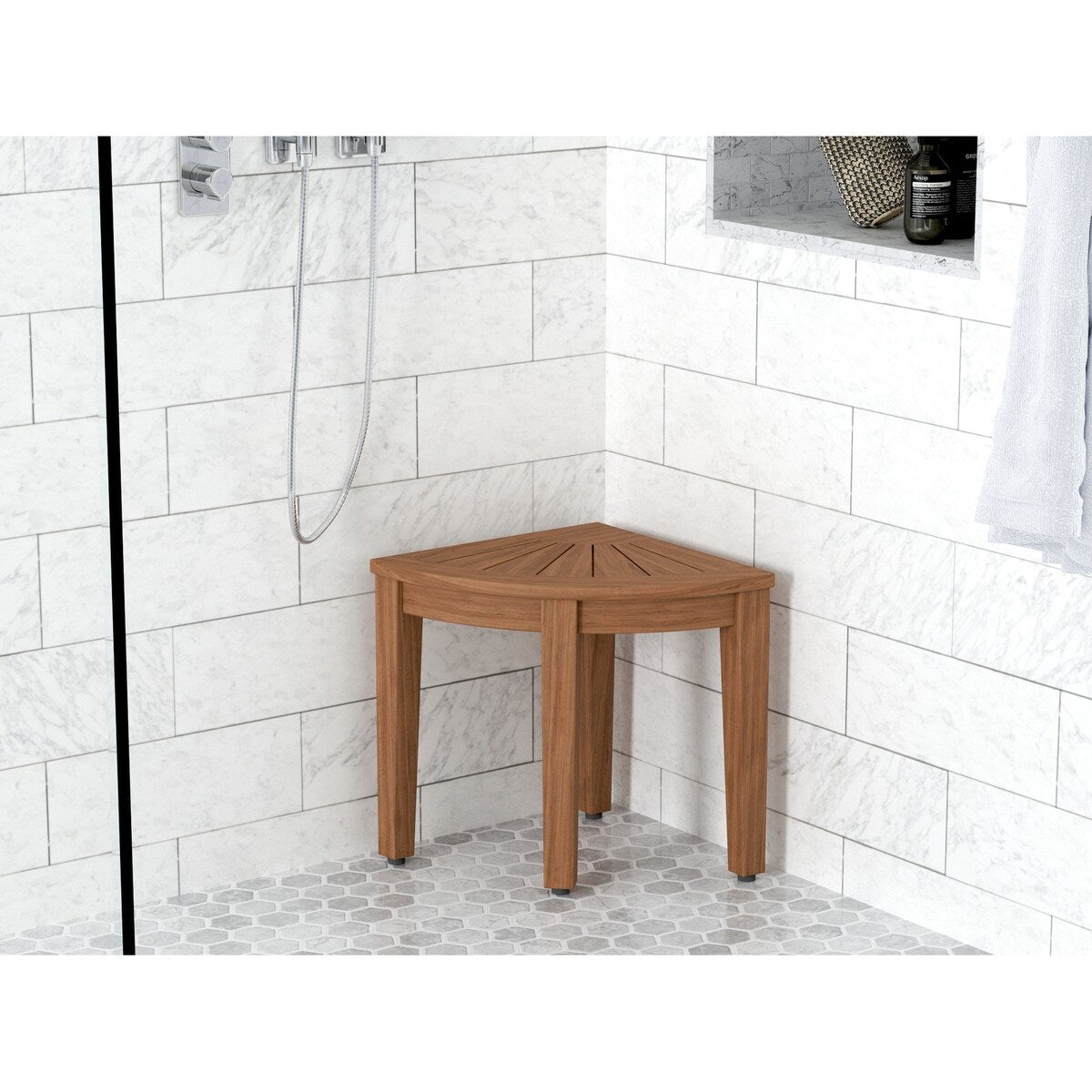 The Original Kai Corner Teak Shower Bench