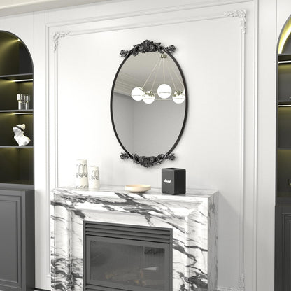 Oval Vintage Ornate Baroque Wall Mirror