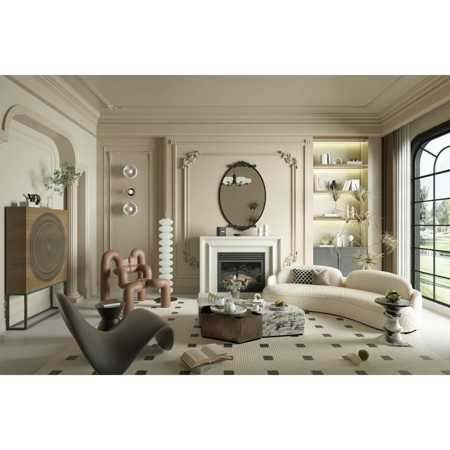 Oval Vintage Ornate Baroque Wall Mirror