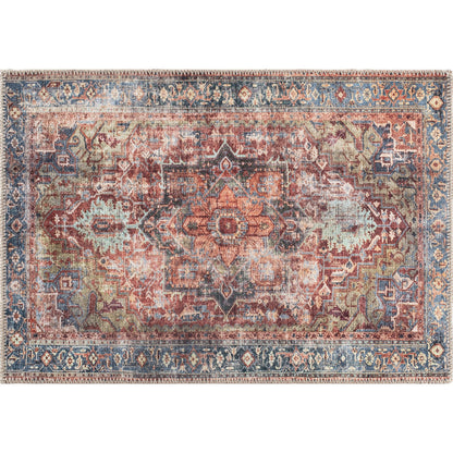Traditional Distressed Machine Washable Area Rug