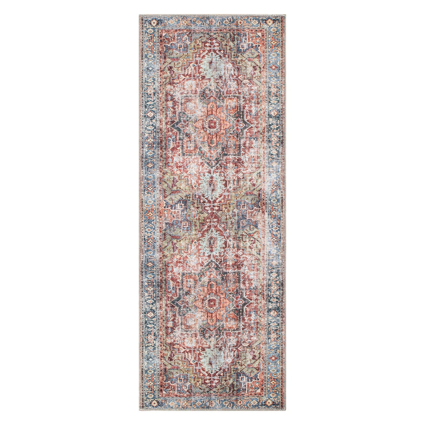 Traditional Distressed Machine Washable Area Rug