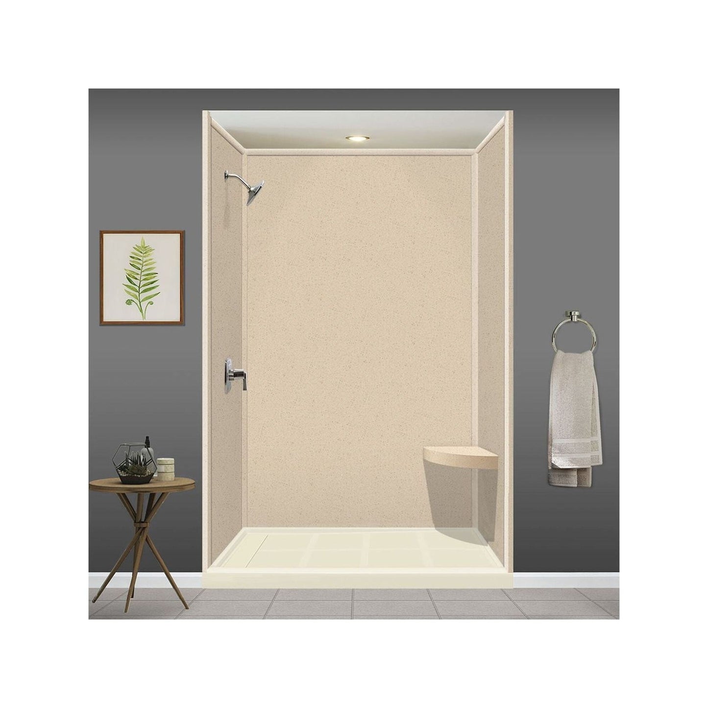 Siège de douche d'angle mural en surface solide Transolid Studio 14 po x 14 po - 14,5 x 14,25 x 3