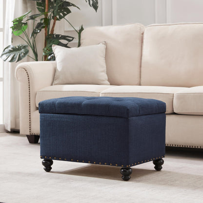 Tufted Storage Ottoman Bench, Rectangular Footstool