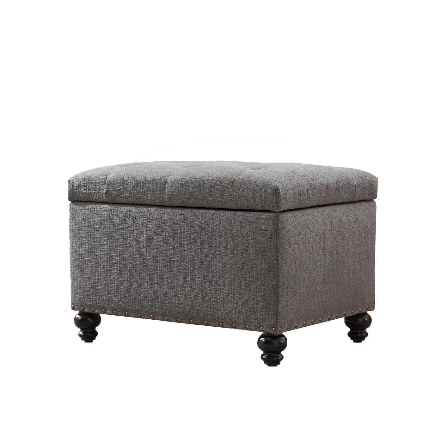Tufted Storage Ottoman Bench, Rectangular Footstool