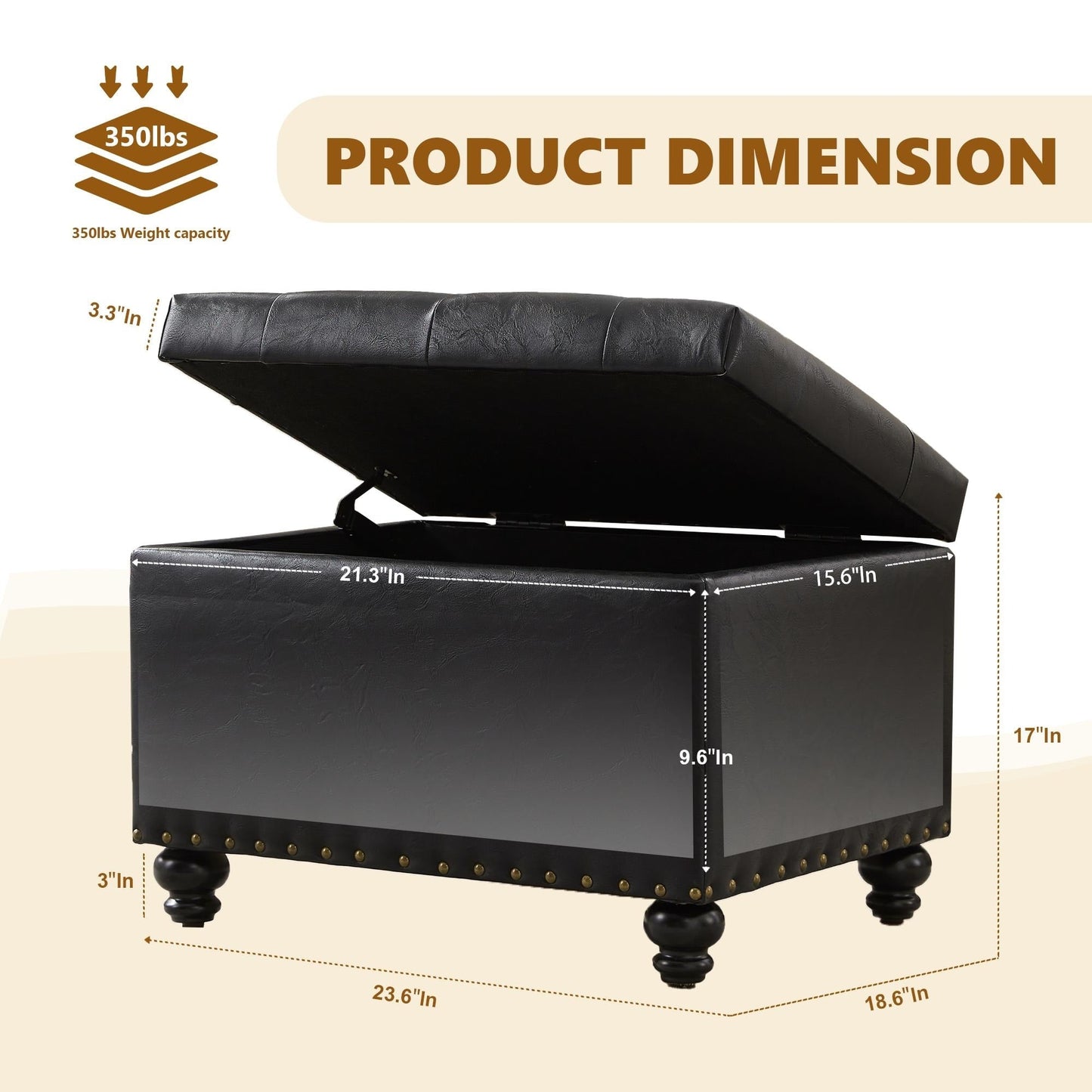 Tufted Storage Ottoman Bench, Rectangular Footstool