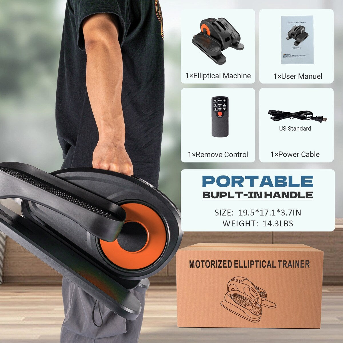 Under Desk Elliptical Machine, Elliptical Trainer with Remote Control Seated Pedal Exerciser for Seniors Adults and Teens