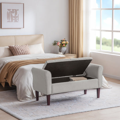 Banc de rangement rembourré, banc d'entrée avec dessus rabattable touffeté, 50,4 pouces