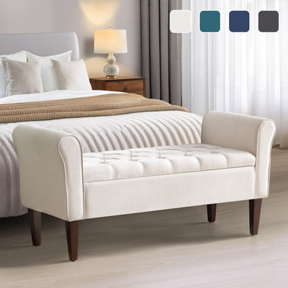 Banc de rangement rembourré, banc d'entrée avec dessus rabattable touffeté, 50,4 pouces