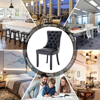 Chaise de salle à manger capitonnée en velours avec pieds en bois massif, lot de 6