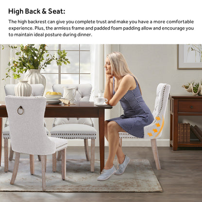 Chaise de salle à manger capitonnée en velours avec pieds en bois massif, lot de 6